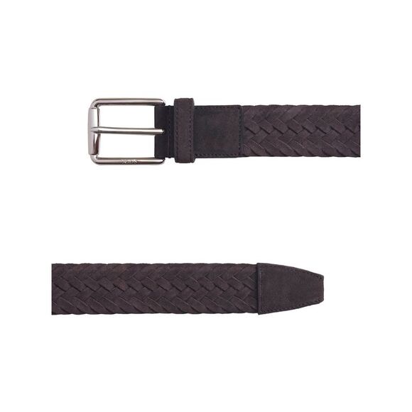 Tod's Men Woven Suede Belt With Branded Metal Buckle